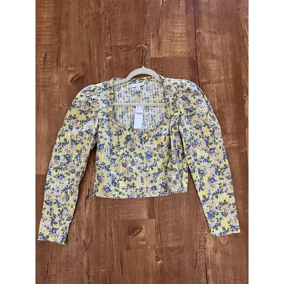 TOPSHOP puff long sleeve crop top floral - Picture 3 of 4